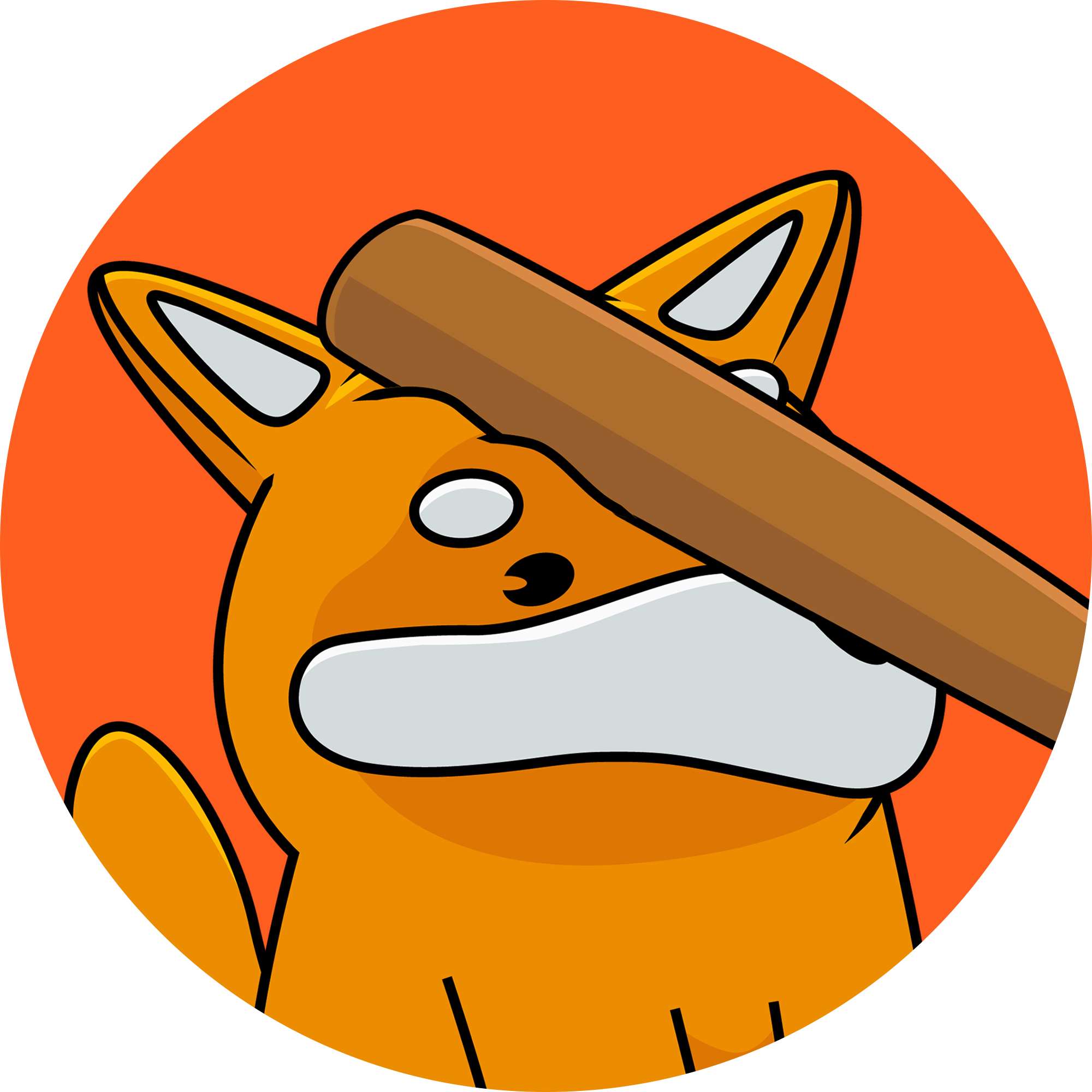 A Cartoon Of A Dog Holding A Stick